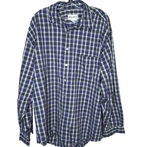 Eddie Bauer Mens XL Tall Plaid  Button Up Shirt Long Sleeve‎